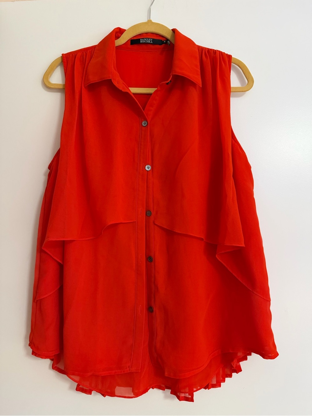 Badgley Mischka Vibrant Red Layered Sleeveless Blouse
